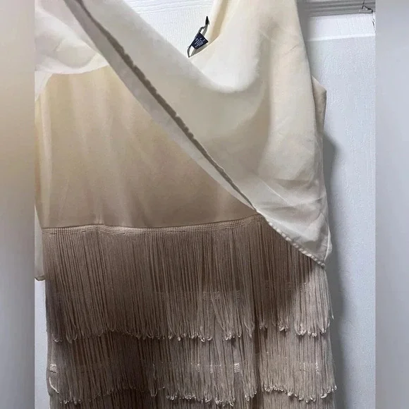 American Eagle Mini Fringe Sleeveless Cream Dress size 10 - Picture 3 of 8